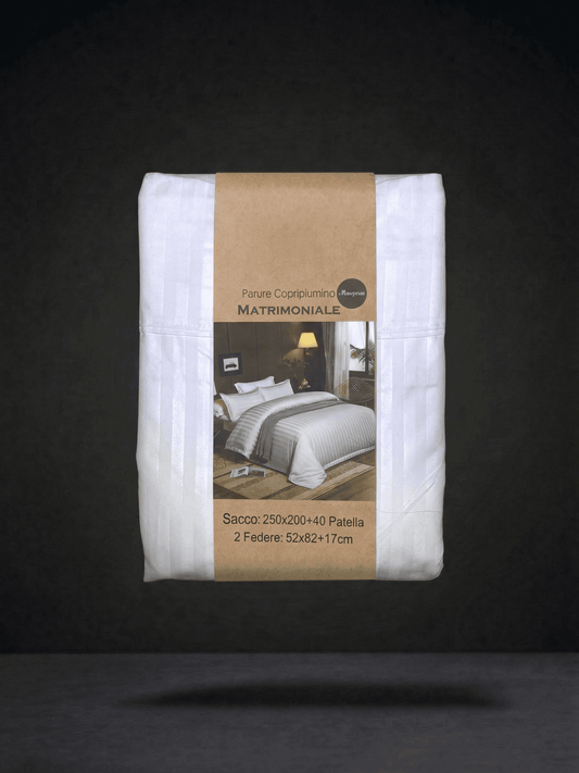 White double duvet cover set with a soft, manopesca effect from Home Sweet Home bedding collection.
