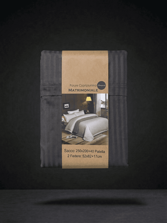 Black double duvet cover set with a soft, matte manopesca effect from Home Sweet Home bedding collection.