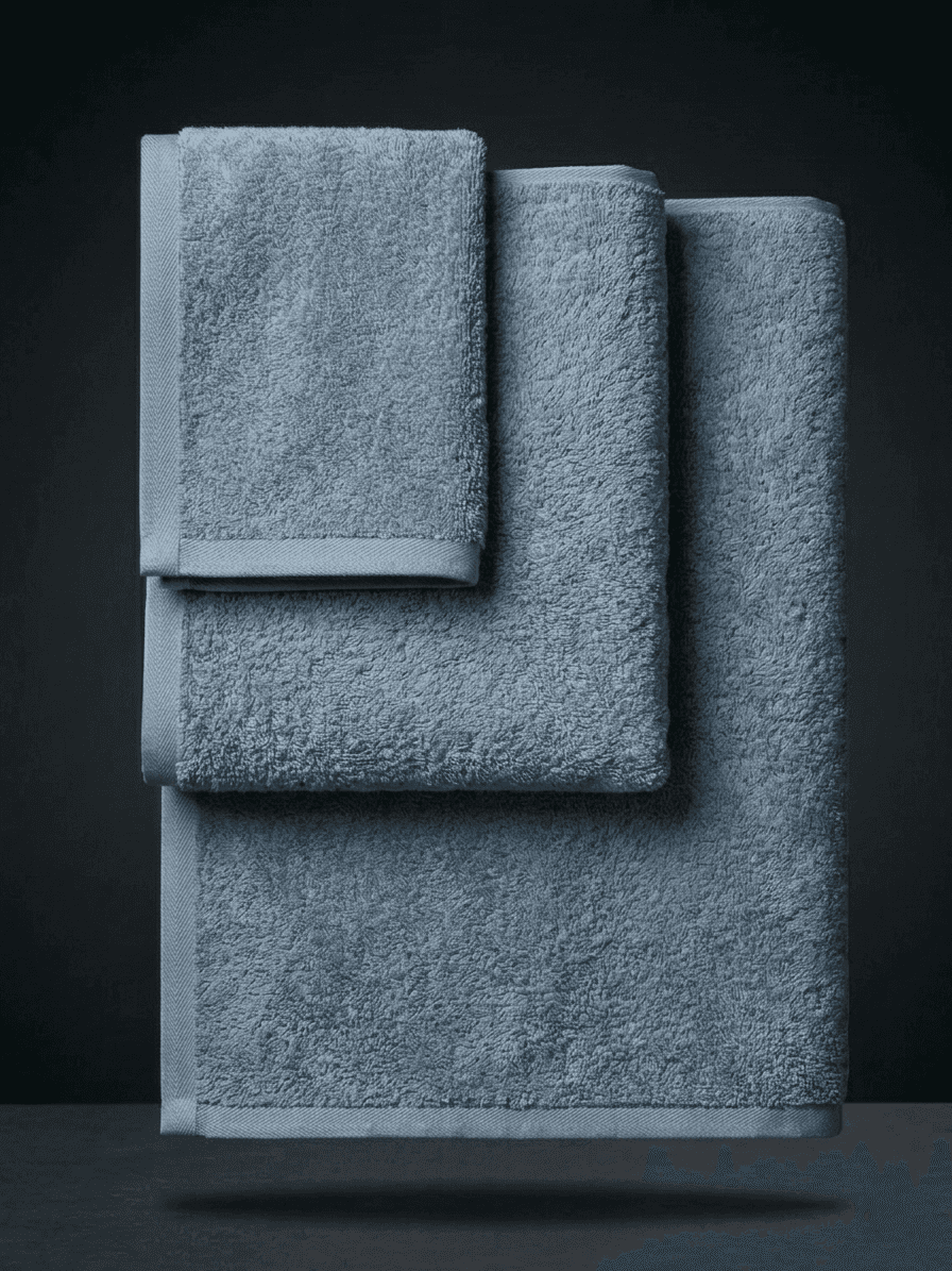 Set of three colored sponge towels by Sonno Velato, featuring soft blue and pastel shades, ideal for bathroom or kitchen use.