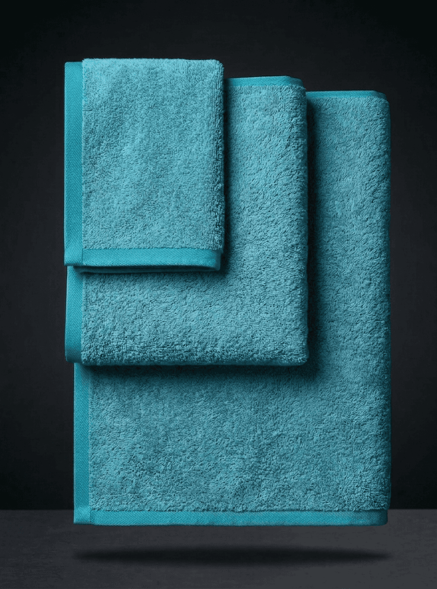 Set di 3 spugne asciugamani colorate in ottanio da Sonno Velato, soft and absorbent for daily use.
