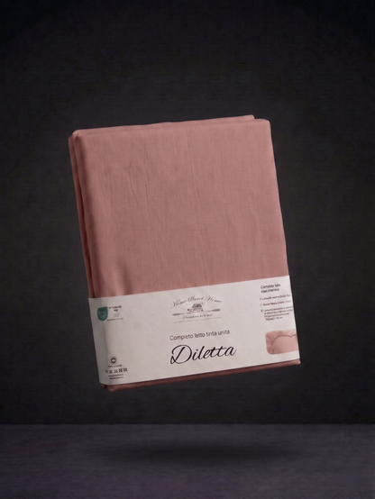 Completo Letto Matrimoniale 100% Cotone Tinta Unita – Linea Diletta