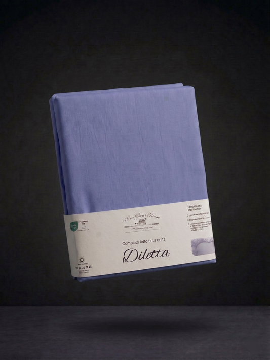 Completo Letto Matrimoniale in 100% Cotone Tinta Unita "Diletta" - OEKO-TEX