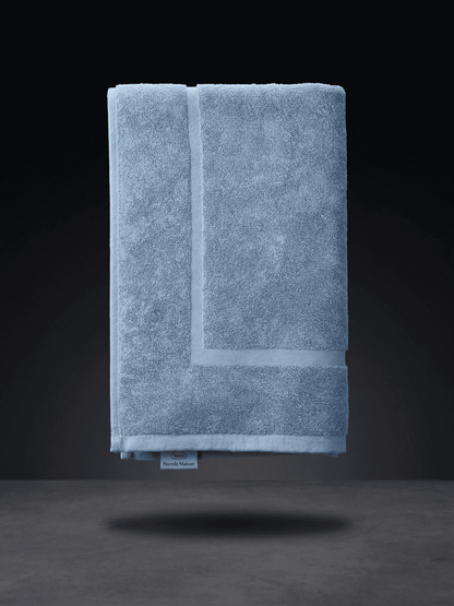 Blue Sonno Velato bathroom mat with colorful, textured design, perfect for adding a vibrant touch to your bathroom decor.